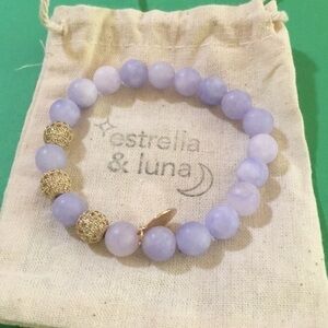 matte blue agate beaded bracelet